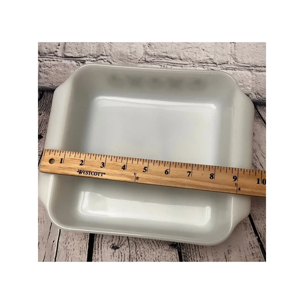 Vintage Anchor Hocking Fire King Milk Glass Meadows Baking Dish Square 8